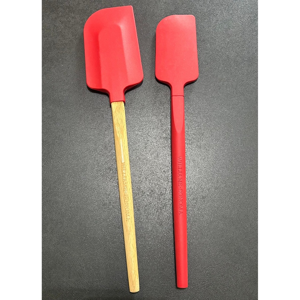 Williams Sonoma Spatula SET Red‎ Silicone & Wood 2pc Luxury Kitchen Tools
